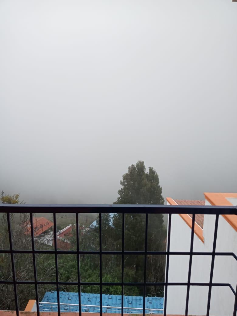 Misty view from suite balcony